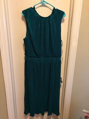 Draper James Teal & Black Sleeveless Striped Maxi Dress